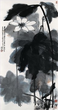 old eating soup Ölbilder verkaufen - Chang dai chien lotus 5 old China ink